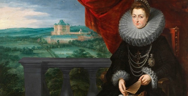 Linfante Isabelle devant le château de Mariemont tableau de Rubens
